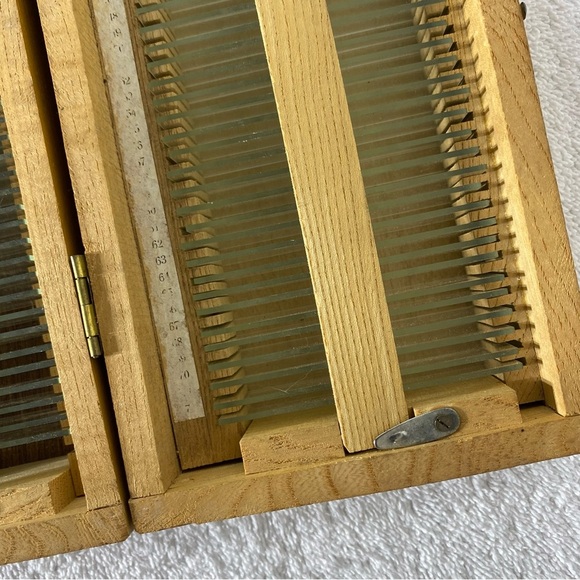 Vintage Blank Glass Microscope Slides In Wooden Box - Picture 10 of 16